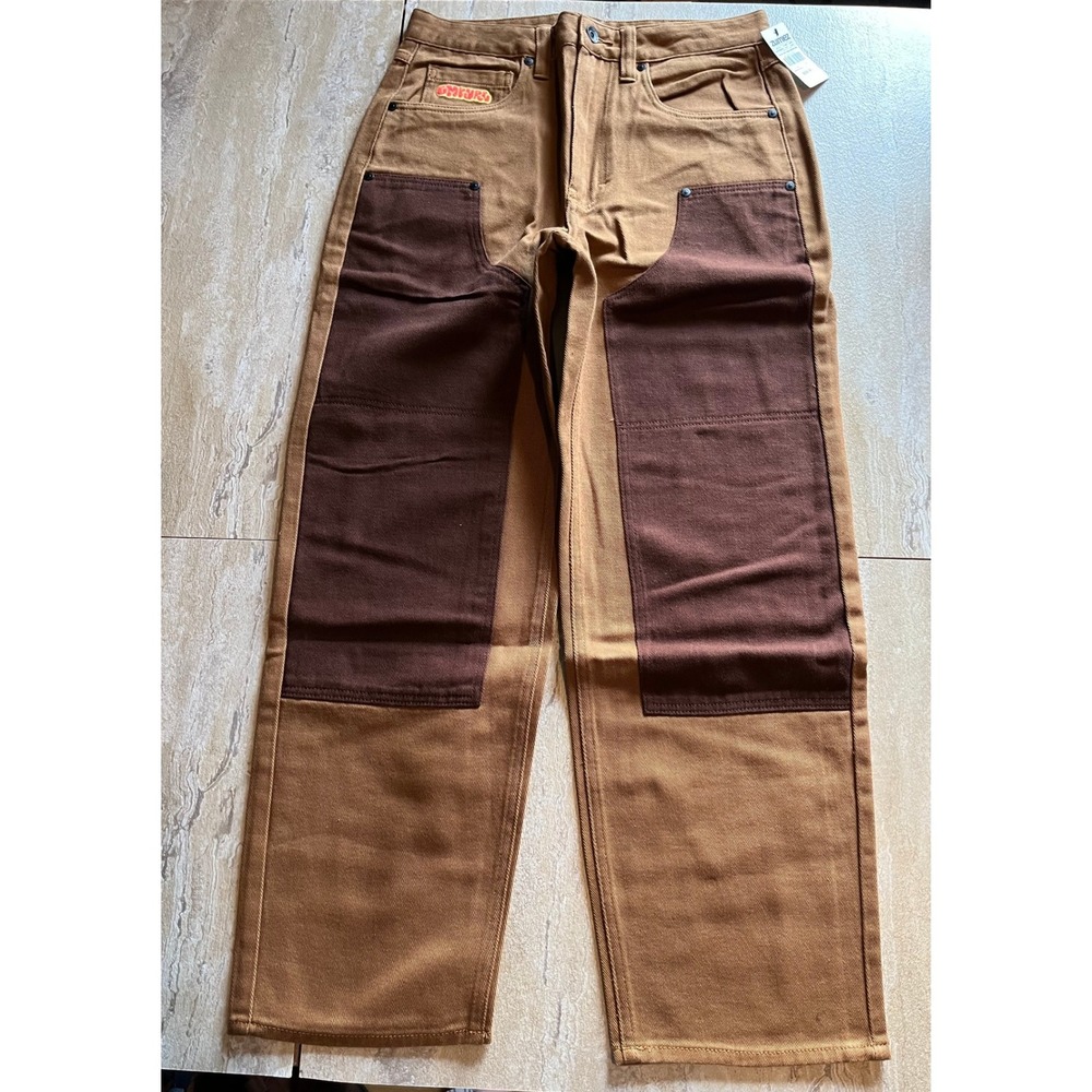 Empyre Double Knee Pants Mens 28 Brown NEW Relaxed Fit Tobacco Skate Workwear